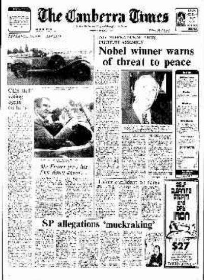 The front page of The Canberra Times on March 7, 1978.