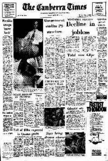 The front page of The Canberra Times on December 5, 1975.
