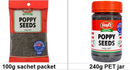 Four brands of poppy seeds have been included in the urgent nationwide recall. Pictures by Food Standards Australia and New Zealand