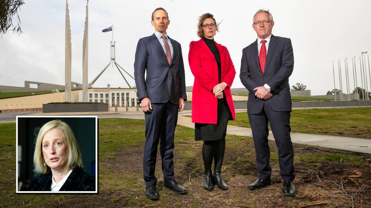 Federal ACT Labor members - Katy Gallagher, Andrew Leigh, Alicia Payne and David Smith - want the laws which ban the ACT from legislating on euthanasia to be repealed. Picture: Keegan Carroll