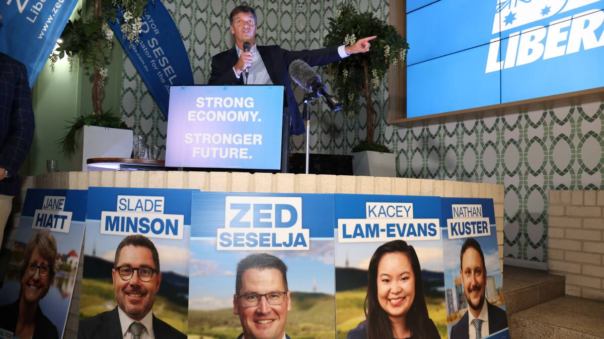 Energy Minister Angus Taylor, pictured at Seselja's campaign launch, is a friend and ally of the ACT senator. Picture: James Croucher
