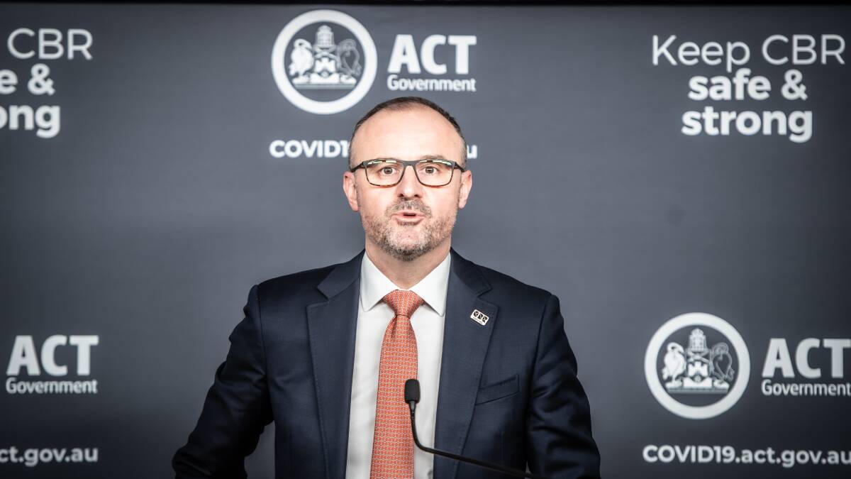 Chief Minister Andrew Barr said the ACT can expect to see cases in the "hundreds" as the nation reopens. Picture: Karleen Minney