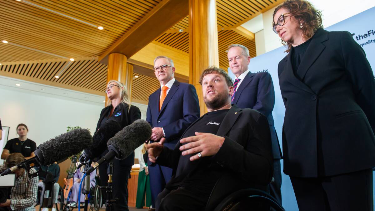 Australian of the Year and disability advocate Dylan Alcott launched the new website at Parliament House. Picture by Elesa Kurtz