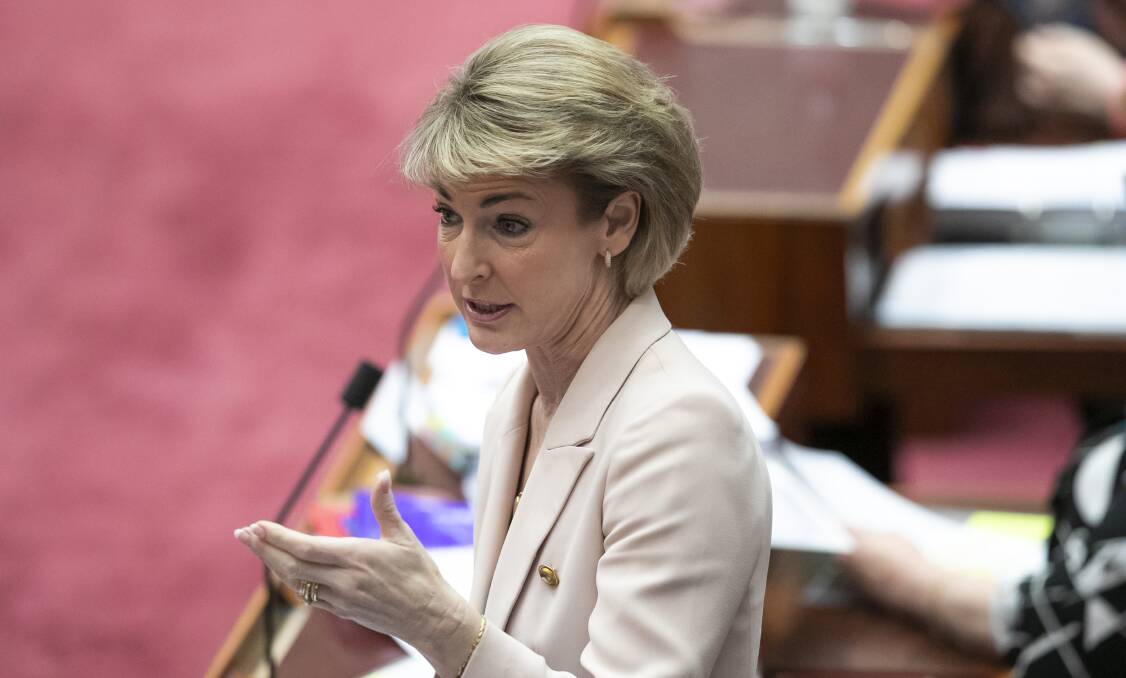 Attorney-General Michaelia Cash briefed Coalition MPs about the religious discrimination bill. Picture: Keegan Carroll