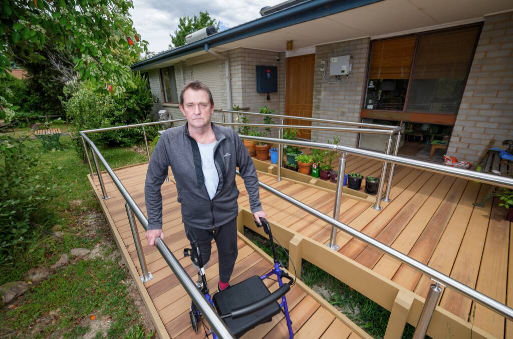 David Harkness on his new deck at home. Picture by Sitthixay Ditthavong