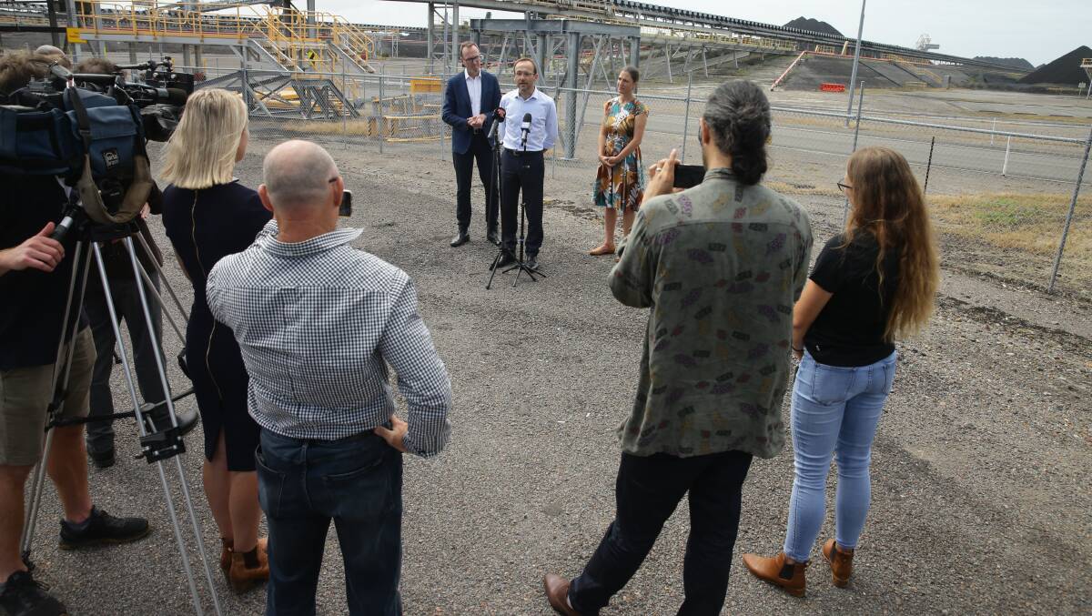 The Greens leader Adam Bandt visited Kooragang Island in Newcastle during the campaign. Picture by Jonathan Carroll 