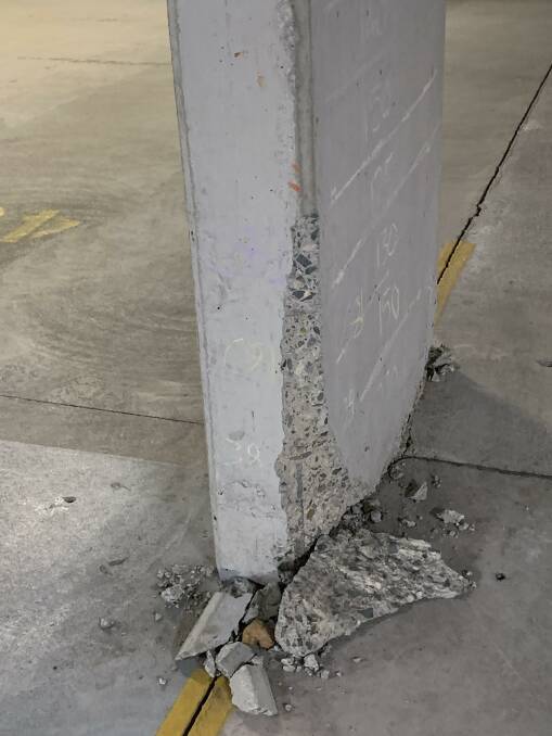 One of the columns in the basement carpark. Picture: Supplied.