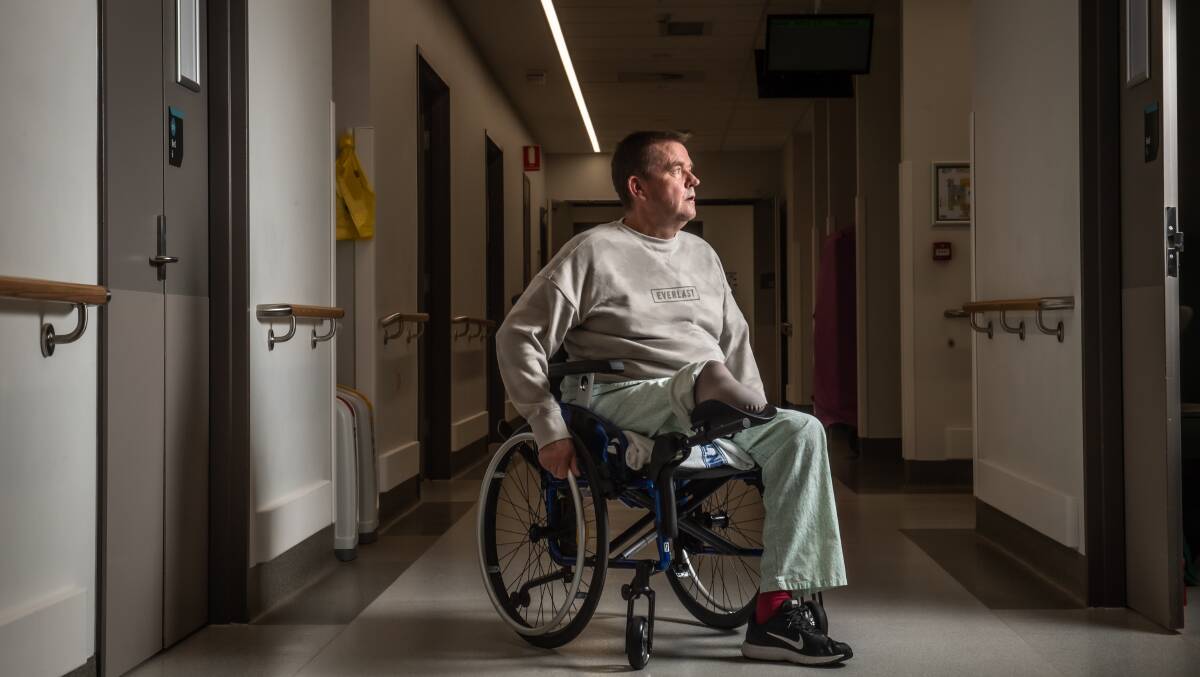Amputee David Harkness has been stuck in hospital since September 2021 amid delays processing requests for funding for home modifications. Picture: Karleen Minney