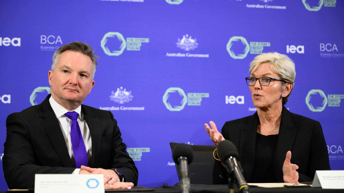 Climate Change Minister Chris Bowen and US Energy Secretary Jennifer Granholm after striking the energy deal. Picture: Sydney Energy Forum