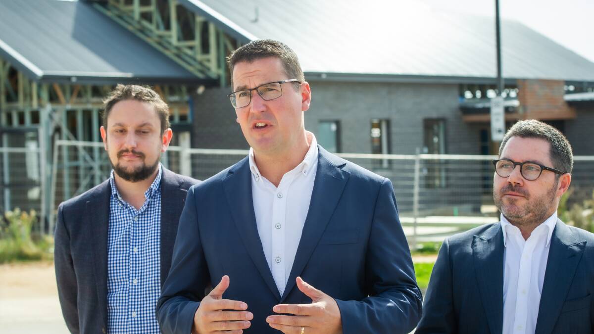 Zed Seseja with two of the Liberals' lower house candidates, Nathan Kuster (left) and Slade Minson (right). Picture: Karleen Minney
