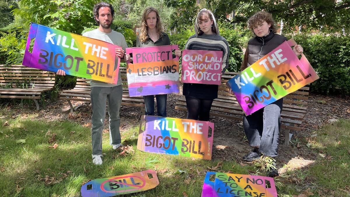 ANU students Ben Yates, Grace King, Xya Romilio and Beatrice Tucker are campaigning against the bill. Picture: Supplied. 