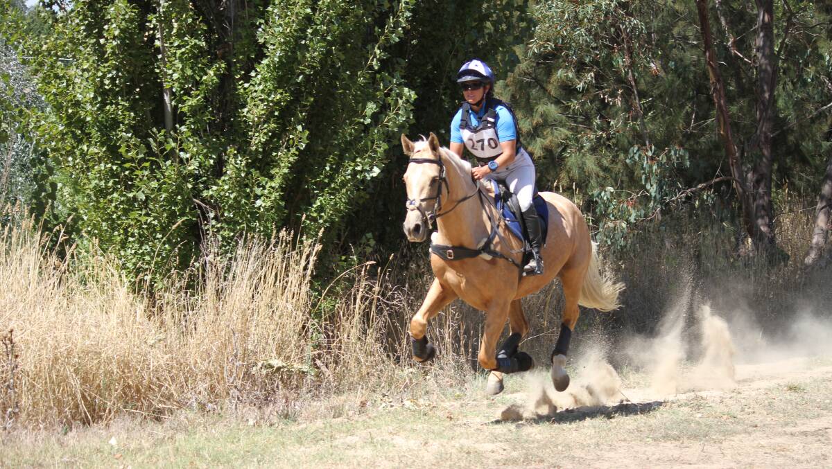 Nat Blundell rides one of her horses. Picture: Fiona Gruen.