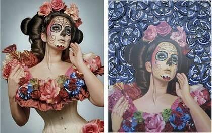 Eye of the beholder … photographer Gayla Partridge says people can look at her   Spring Muertos , left, and Dennis Ropar's later  Mexico #9 , right, and decide for themselves whether there has been any plagiarism.