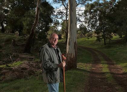 Former federal minister Peter Reith on a family property in Western Victoria.