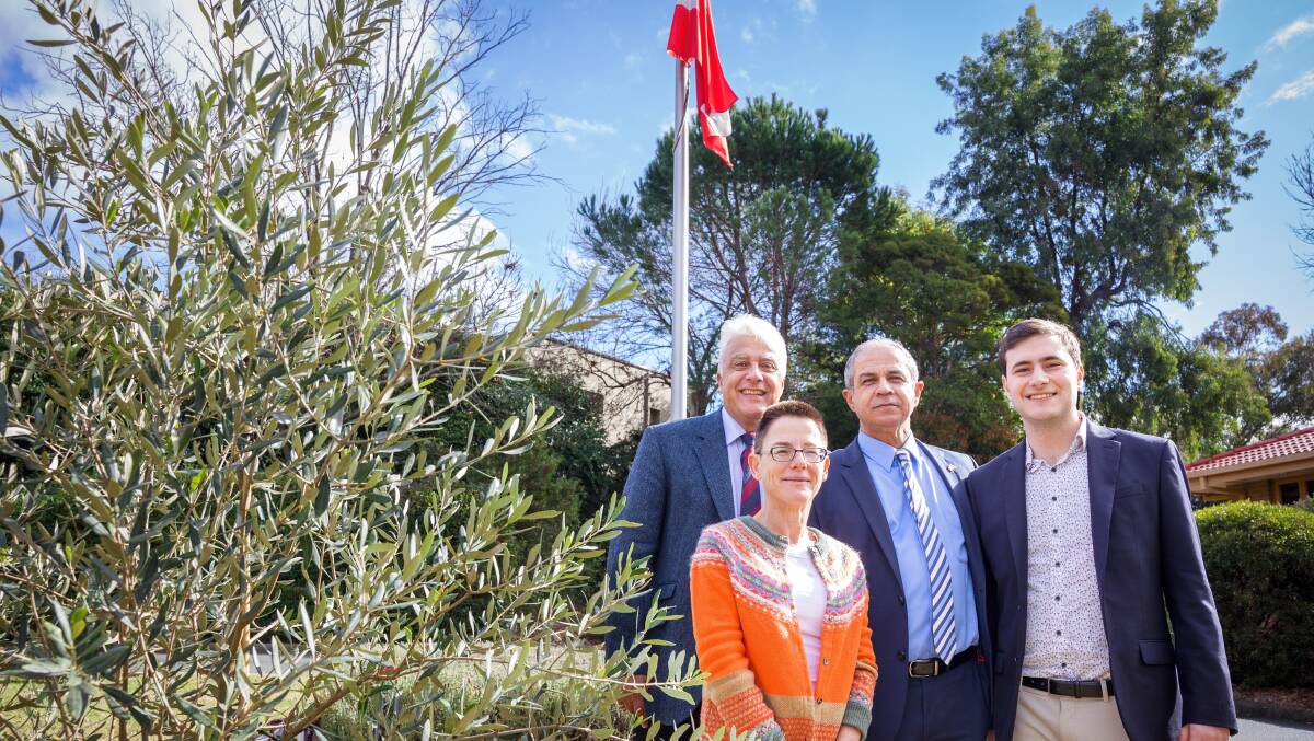 Austrian ambassador Wolfgang Strohmayer and Israeli ambassador Amir Maimon with Anna Burger and Edan Schonberger, who are descendents of Austrian victims of national socialism. Picture: Sitthixay Ditthavong
