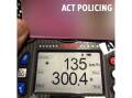 The speed reading from Monday night. Picture: ACT Policing 