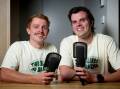 Ainslie first-grade players, Jakob Wiley and Harry Muir, record their podcast. Picture: Elesa Kurtz