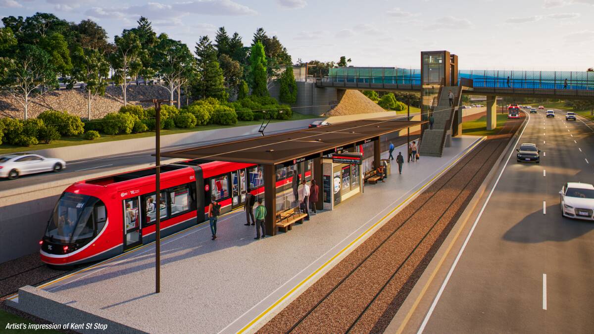 A render of the Kent Street stop as part of the 2B light rail extension. Picture supplied