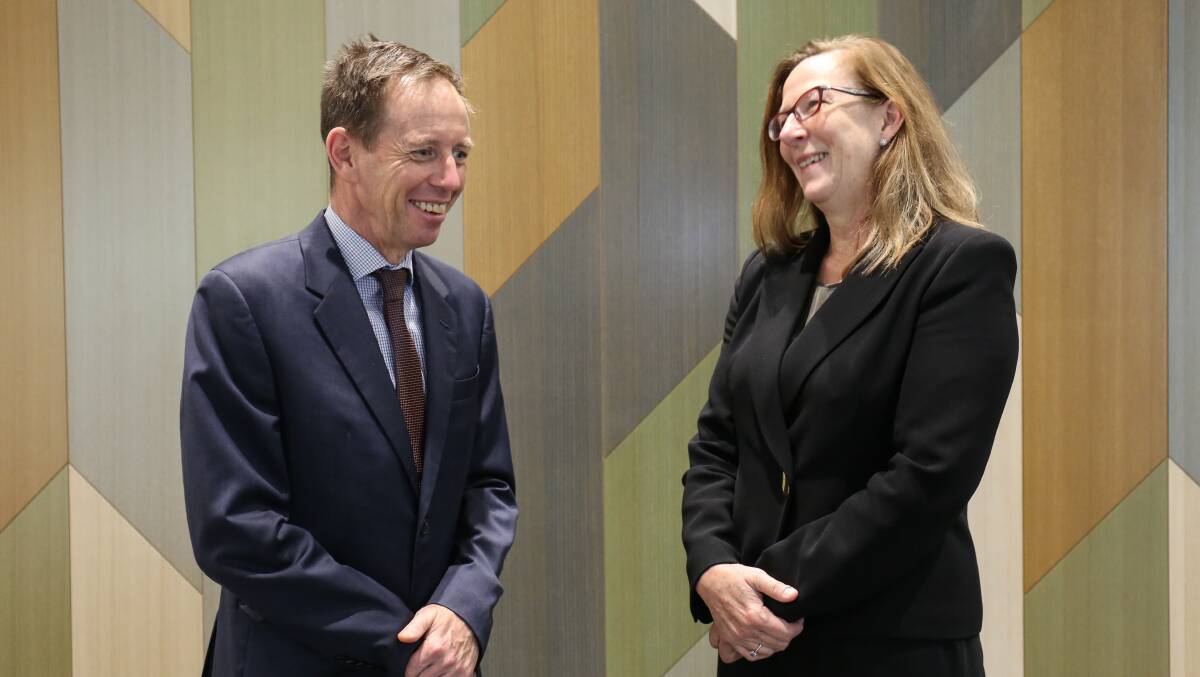 Attorney-General Shane Rattenbury and Chief Justice Lucy McCallum, who released the review on Tuesday. Picture: James Croucher