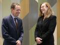 Attorney-General Shane Rattenbury and Chief Justice Lucy McCallum, who released the review on Tuesday. Picture: James Croucher