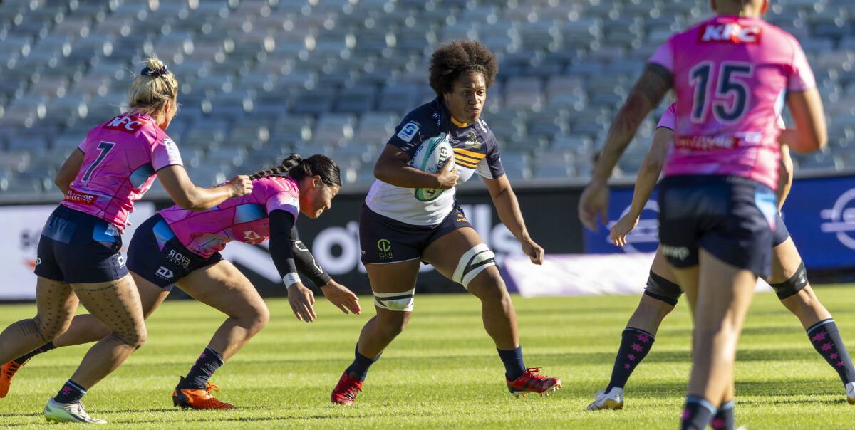 Tabua Tuinakauvadra charges forward during the Brumbies' clash with the Rebels. Picture by Gary Ramage