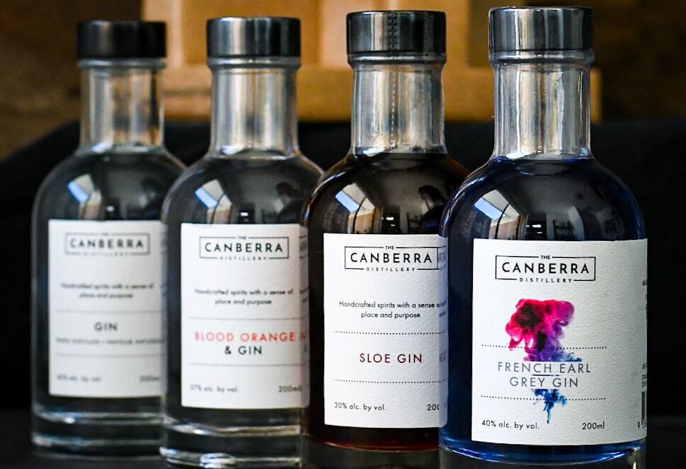 The Gin Cube has four of the Canberra Distillery's most popular gins, including Sloe Gin, Blood Orange and Gin, French Earl Grey Gin and their signature Gin. Picture: Supplied
