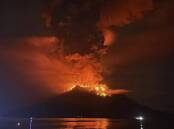 Authorities issued their highest alert as Mount Ruang erupted repeatedly on Sulawesi Island. (AP PHOTO)