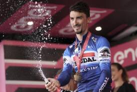 France's Julian Alaphilippe back on podium after his glorious solo Giro d'Italia stage win. (AP PHOTO)
